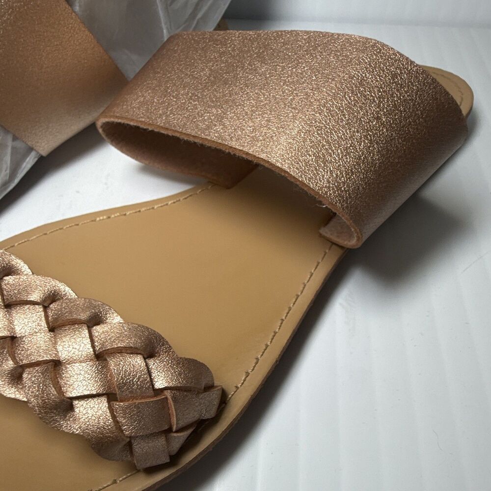 Wild Diva Lounge Braided Strap Slide Sandals Rose Gold Faux Leather Women’s 8 - Picture 3 of 8